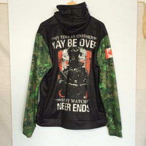 Canadian Army My Watch Never Ends Mens Hooded Pullover XL Black Long Sleeve